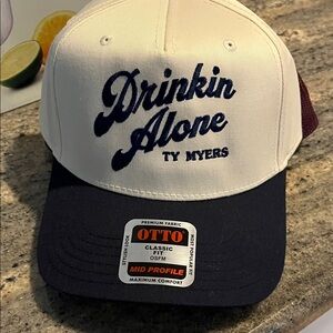 Ty Meyers - Drinkin Alone Cap with Navy and Cream Design